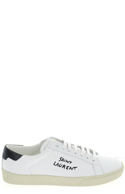 Shop Saint Laurent Court Classic Sl/06 Embroidered Sneakers In White