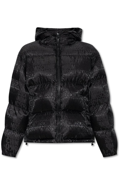 Shop Moschino Quilted Zipped Jacket In Black