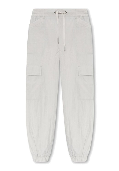 Shop Moncler Cargo Elastic Waistband Trousers In Grey
