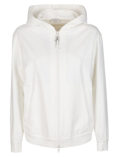 Shop Brunello Cucinelli Zipped Hooded Jacket In White