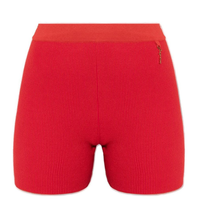 Shop Jacquemus Charm Logo Knit Shorts In Red