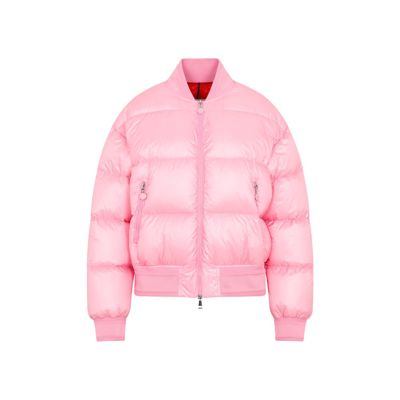 Shop Moncler Logo Patch Padded Coat In Pink