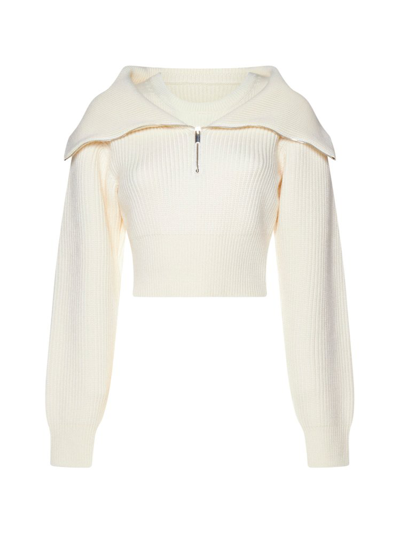 Shop Jacquemus Risoul Double Collar Sweater In White