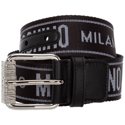 Shop Moschino Logo Detailed Buckle Belt In Black