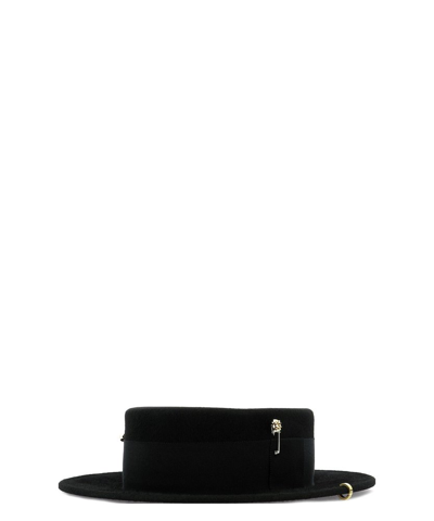 Shop Ruslan Baginskiy Canotier Chain Embellished Hat In Black
