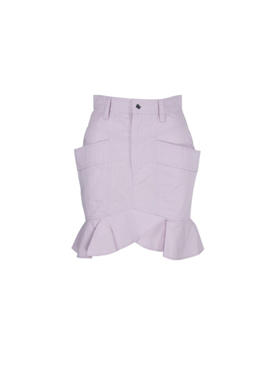 Shop Isabel Marant Étoile Buttoned Pocket Skirt In Purple