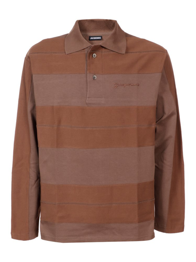 Shop Jacquemus Logo Embroidered Panelled Shirt In Brown