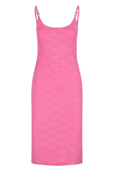 Shop Versace Medusa Plaque Sleeveless Dress In Pink