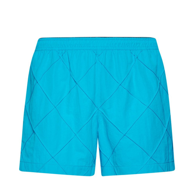 Shop Bottega Veneta Woven Pattern Swim Shorts In Blue