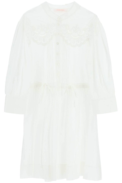 Shop See By Chloé Embroidered Chemise Dress In White