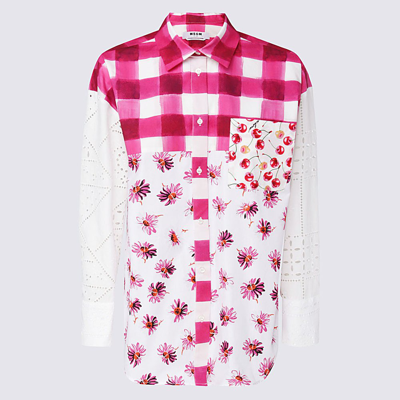 Shop Msgm Perforated Floral Printed Buttoned Shirt In Multi