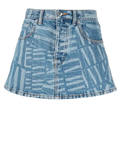 Shop Alexander Wang Awny Logo Golf Mini Denim Skirt In Blue