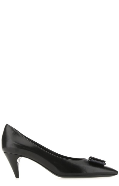 Shop Saint Laurent Anaïs Bow Pumps In Black