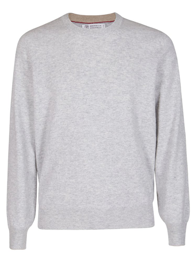 Shop Brunello Cucinelli Crewneck Knitted Sweater In Grey