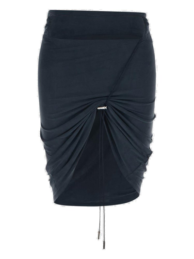 Shop Jacquemus Asymmetric Mini Skirt In Navy