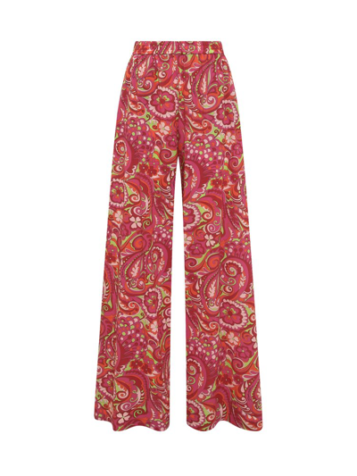 Shop Dolce & Gabbana 60s Printed Charmeuse Palazzo Pants In Pink