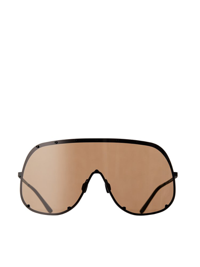 Shop Rick Owens Shield Frame Sunglasses In Black