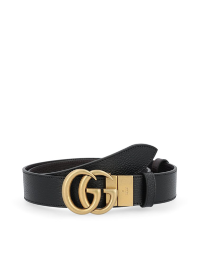 Shop Gucci Gg Marmont Reversible Belt In Black
