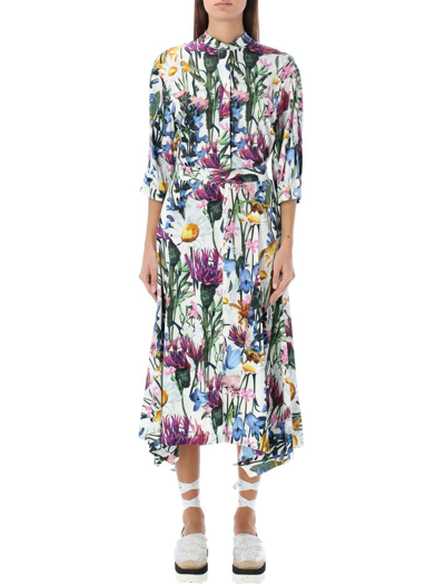 Shop Stella Mccartney Floral Printed Asymmetric Midi Dress In Multi