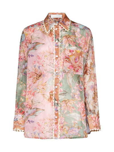 Shop Zimmermann Cira Relaxed Floral Printed Shirt In Multi