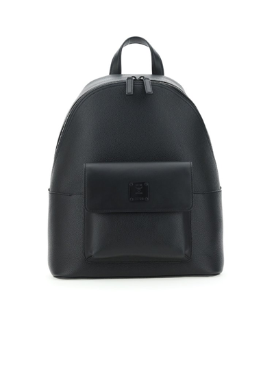Shop Mcm Logo Plaque Backpack In Black