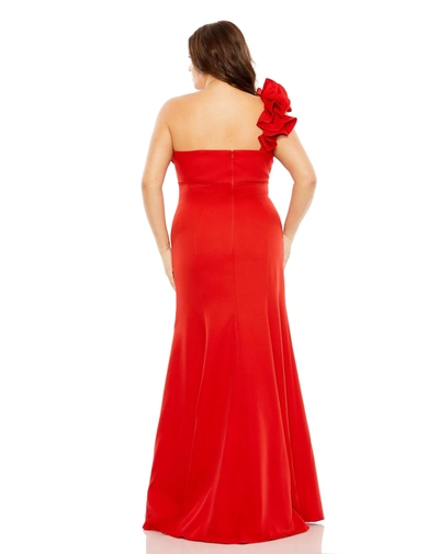 Shop Mac Duggal One Shoulder Ruffle Detailed Gown (plus) In Red