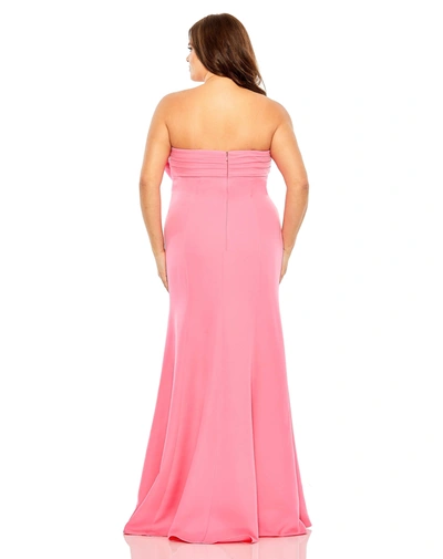Shop Mac Duggal Bow Front Crepe Gown (plus) In Candy Pink