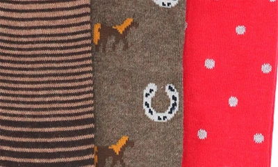 Shop Lorenzo Uomo 3-pack Cotton Crew Socks In Brown