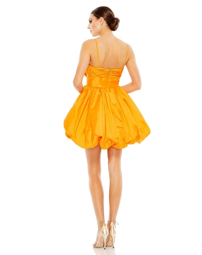 Shop Mac Duggal Spaghetti Strap Center Bow Balloon Mini Dress - Final Sale In Orange