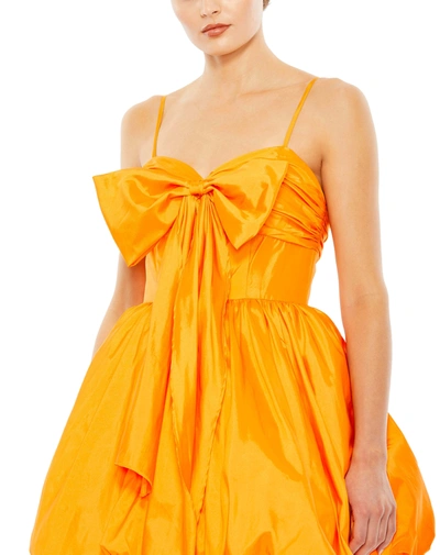 Shop Mac Duggal Spaghetti Strap Center Bow Balloon Mini Dress - Final Sale In Orange