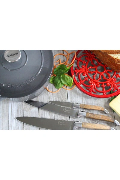 French Home Chasseur Red Enameled Cast Iron Fleur De Lys Trivit In Red