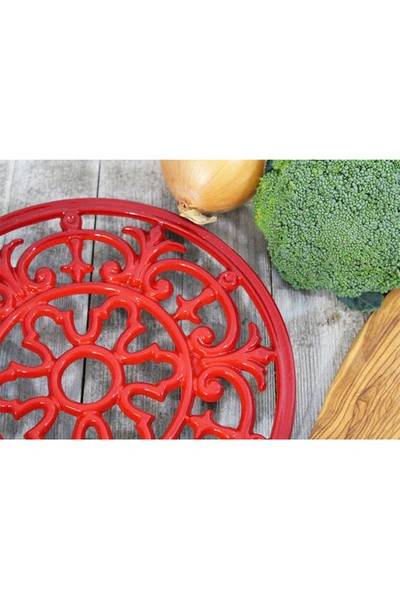 Shop French Home Red Enameled Cast Iron Fleur De Lys Trivit