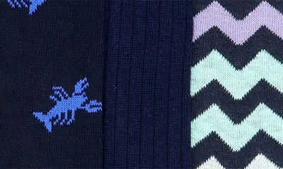 Shop Lorenzo Uomo Cotton Blend Pattern Crew Socks In Navy