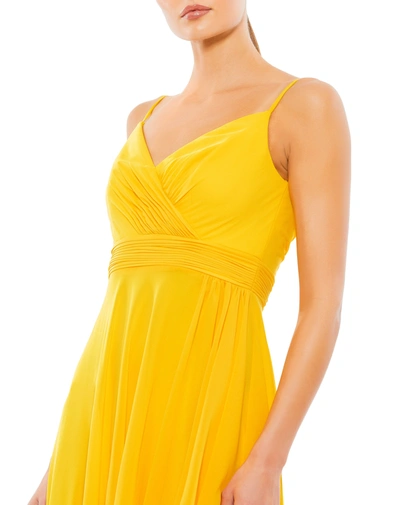 Shop Mac Duggal Asymmetrical Hem Chiffon Maxi Dress In Marigold