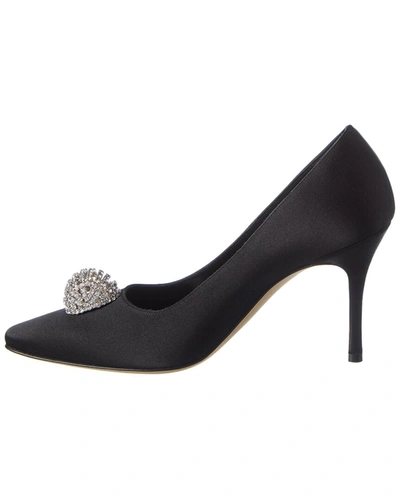 Shop Manolo Blahnik Elbolita 90 Satin Pump In Black