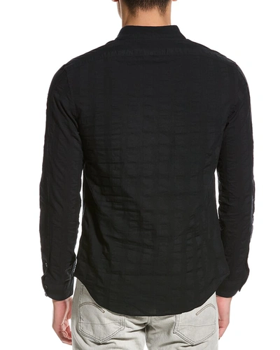 Shop John Varvatos Slim Fit Linen-blend Shirt In Black