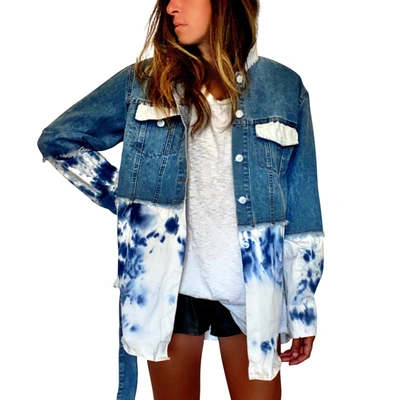 Shop Wren + Glory 'blue Swirls' Denim Jacket