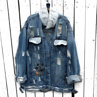 Shop Wren + Glory 'always Inspired' Denim Jacket In Blue