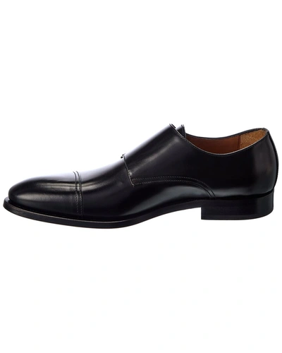 Shop Antonio Maurizi Cap Toe Double Monk Leather Loafer In Black