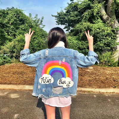 Shop Wren + Glory 'over It' Denim Jacket In Blue