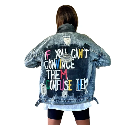 Shop Wren + Glory 'confuse Em' Denim Jacket In Blue