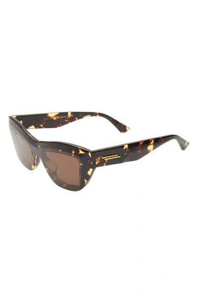 Shop Bottega Veneta 52mm Rectangular Sunglasses In Avana