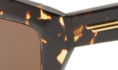 Shop Bottega Veneta 52mm Rectangular Sunglasses In Avana