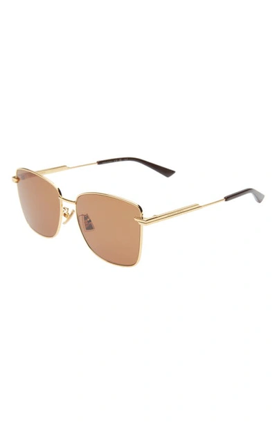 Shop Bottega Veneta 57mm Square Sunglasses In Gold