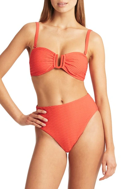Shop Sea Level Retro High Waist Bikini Bottoms In Tangerine