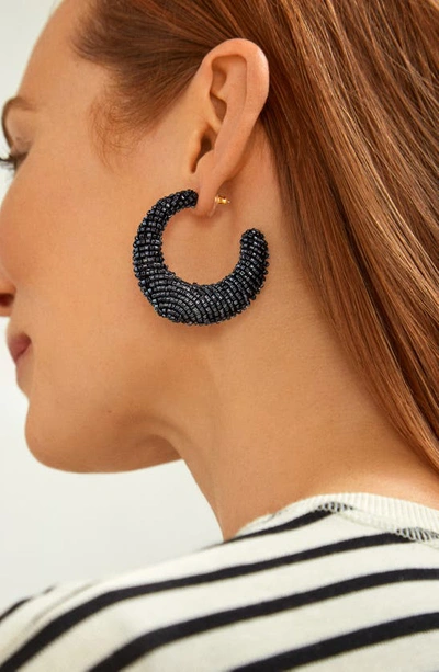 Shop Baublebar Callie Beaded Hoop Earrings In Black