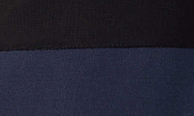 St John Bi-color Milano Knit One-shoulder Midi Dress In Navy/ Black