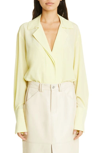 Shop A.l.c Diana Long Sleeve Silk Blend Bodysuit In Canary