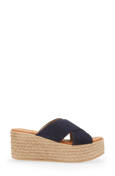 Cordani Bella Espadrille Wedge Sandal In Navy Suede