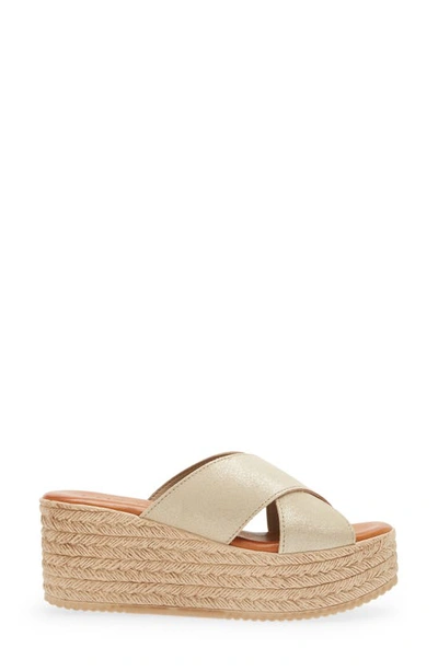 Cordani Braylin Espadrille Wedge Sandal In Soft Gold Suede